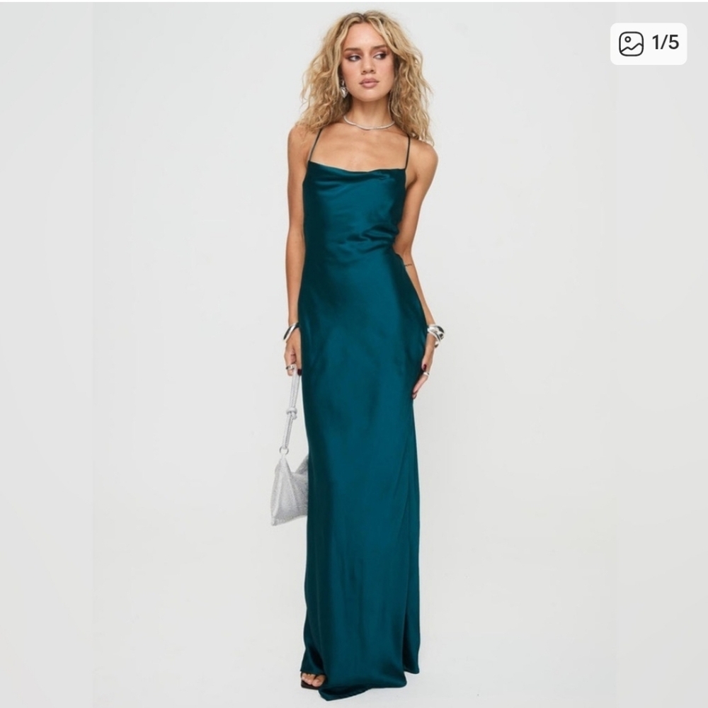 Princess Polly Teal Corset Back Cowl Neck Maxi Dress